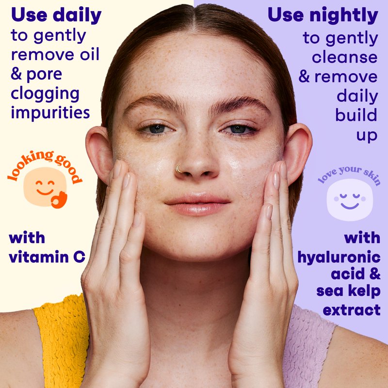 Day and Night Acne Face Wash Set, Oil-Free Facial Cleanser, 8 fl oz 2-Pack