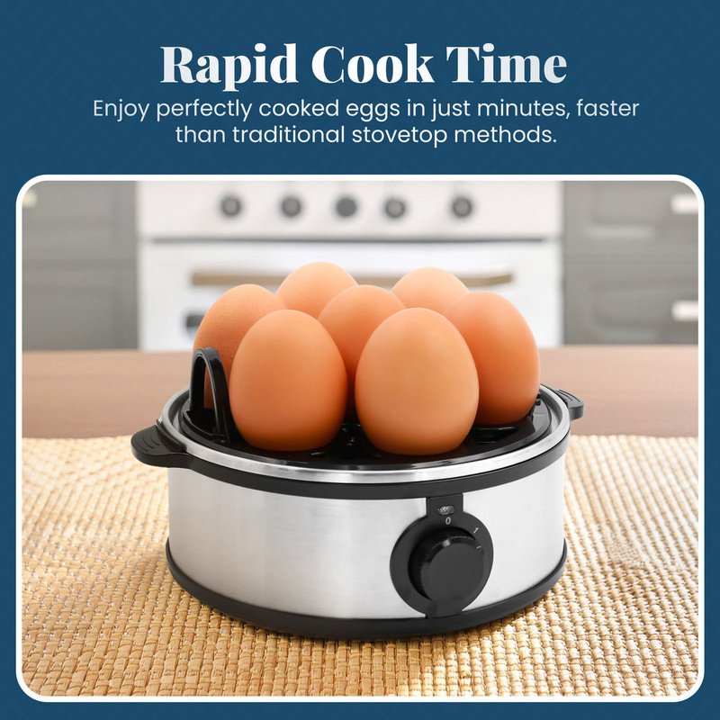 Automatic Stainless Steel Egg Cooker - 7-Egg Capacity with Poaching Tray