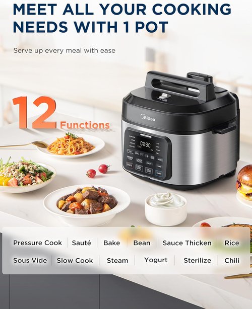 Midea WideMax 12-in-1 Electric Pressure Cooker - 6.5 Quart, Multi-Functional with 12 Presets