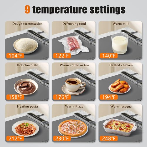 NAXBEY Warming Mat for Food extra large, Heating Mat For Food, 31.6"x15" Foldable Food Warming Mats for Countertops, Buffet Parties, Sourdough Warmer, Tortilla Warmer, 9-Level Temp 6-hour timer