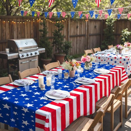 Gatherfun 4th of July Party Supplies Set - American Flag Theme Kit for Independence Day Decorations | 2 Disposable Tablecloths