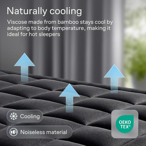 Niagara Ultra Soft Mattress Topper | Twin XL Viscose Bamboo Pillow Top for Back Pain Relief - Naturally Cooling, Black