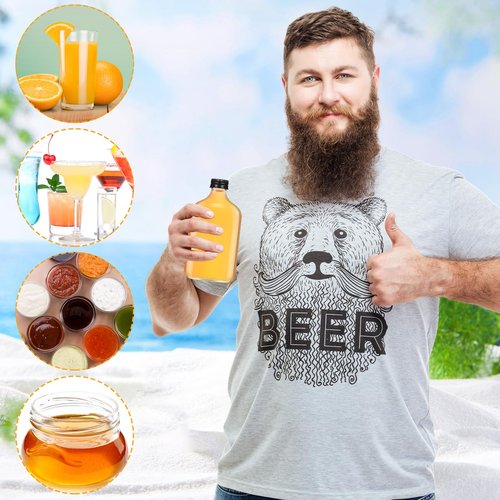 Gejoy 24 Pcs Mini Liquor Bottles Reusable Glass Flask Bottles with Black Caps Clear Empty Alcohol Shot Jars Small Champagne Jars with 4 Funnels for Wine Weddings Party Favors Christmas (8.5 oz)