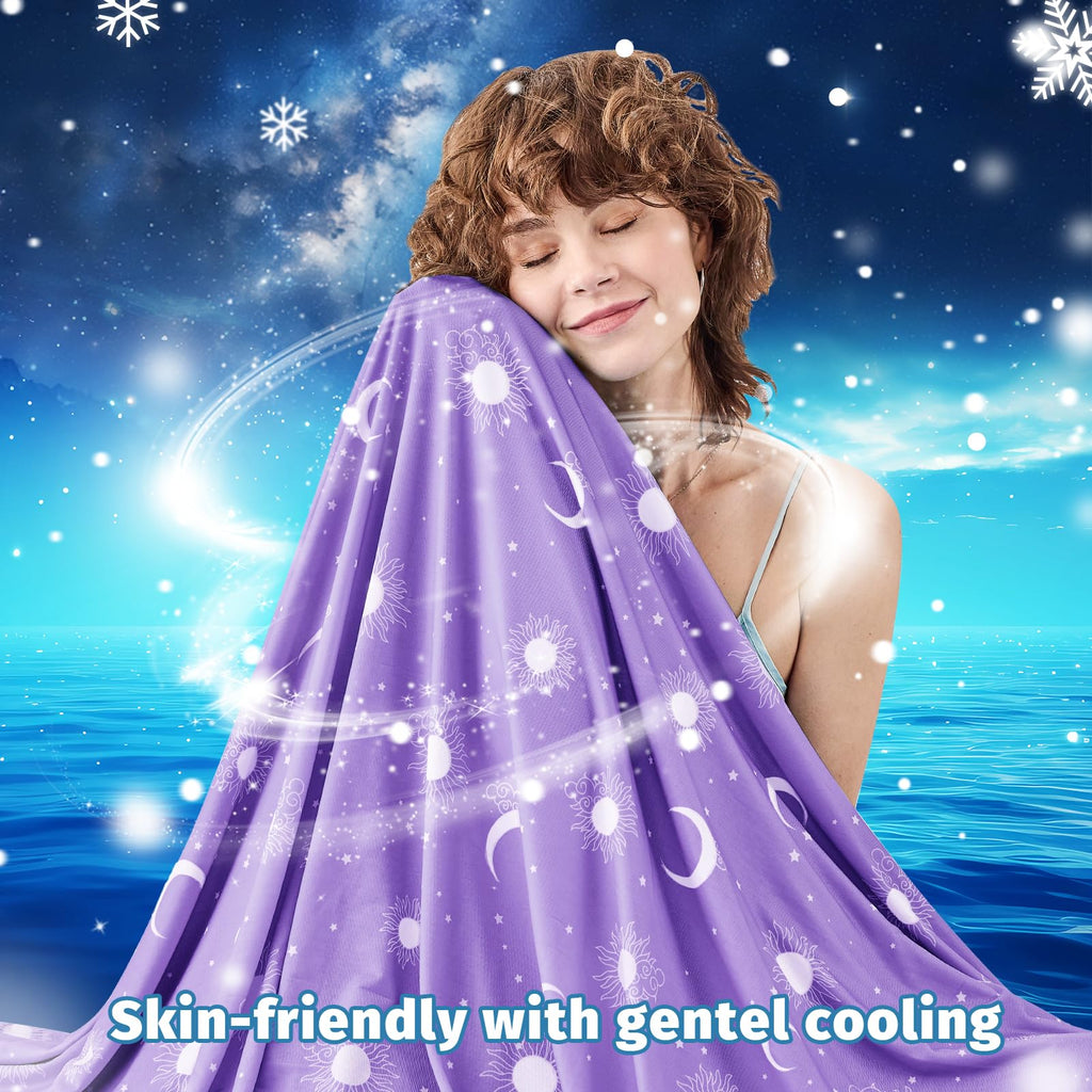 inhand Cooling Blanket - Cooling Blankets for Hot Sleepers -Decorative Lightweight Breathable Summer Cold Blankets for Sleeping Night Sweats to Keep Cool -(50"x60") Midnight Blue