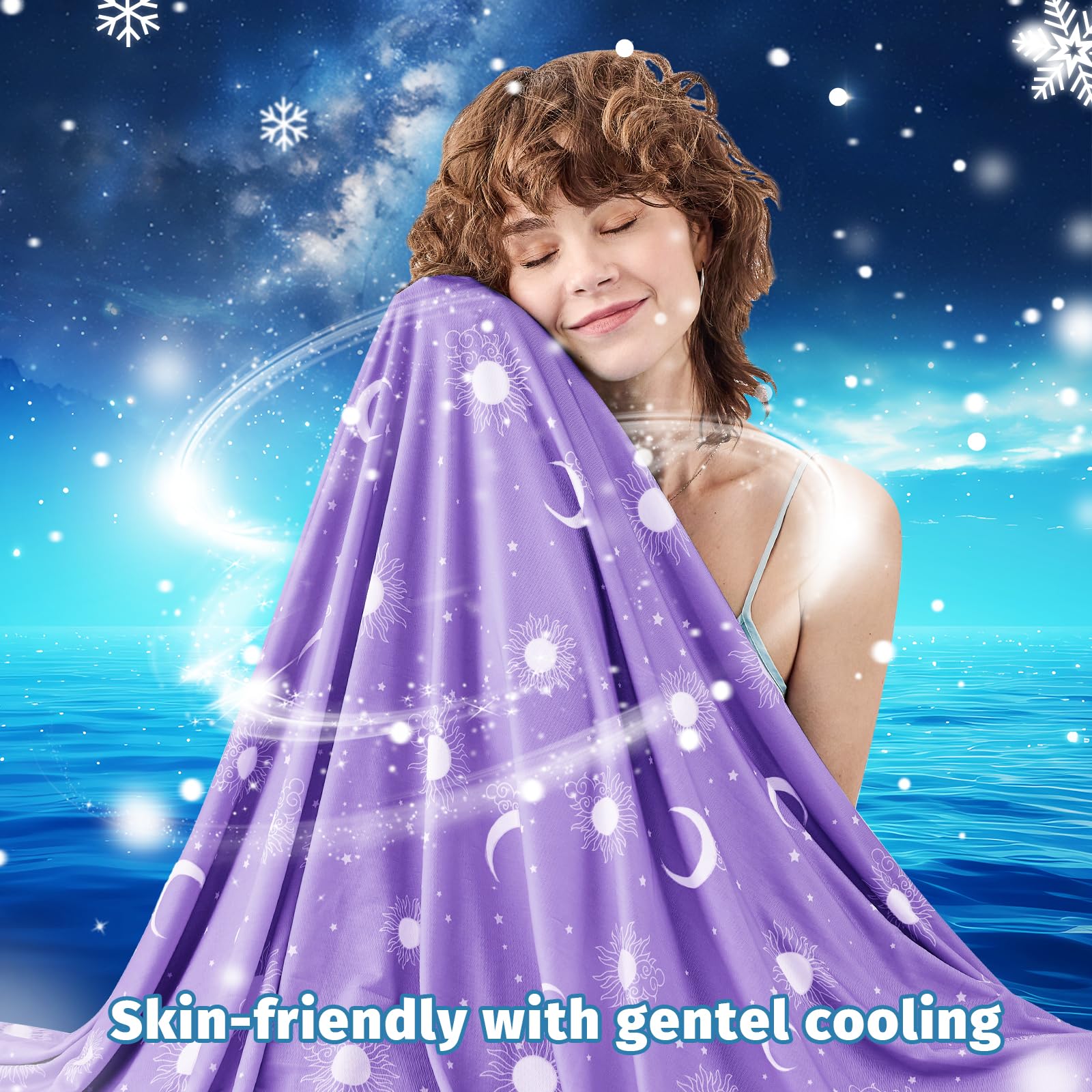 inhand Cooling Blanket - Cooling Blankets for Hot Sleepers -Decorative Lightweight Breathable Summer Cold Blankets for Sleeping Night Sweats to Keep Cool -(50"x60") Midnight Blue