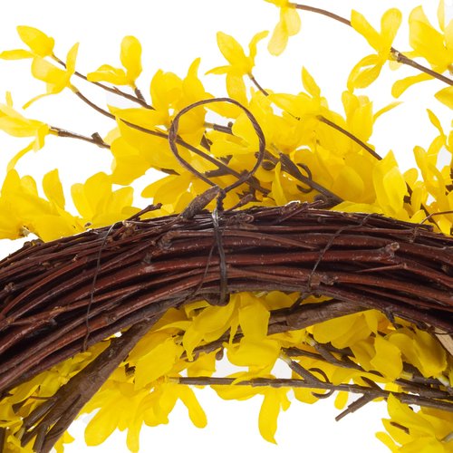 Yellow Forsythia Wreath - 24-Inch Artificial Spring Wreath for Home Decor - Wreaths for Indoors or Covered Patio Use Only by Pure Garden