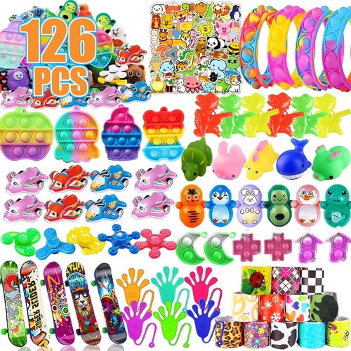 Krcilcuk 126 Pcs Party Favors for Kids, Treasure Box Toys for Classroom, Prize Box Toys for Kids, Goodie Bags Stuffers, Pinata Filler, Treasure Chest Fidget Birthday Gifts Stocking Stuffers
