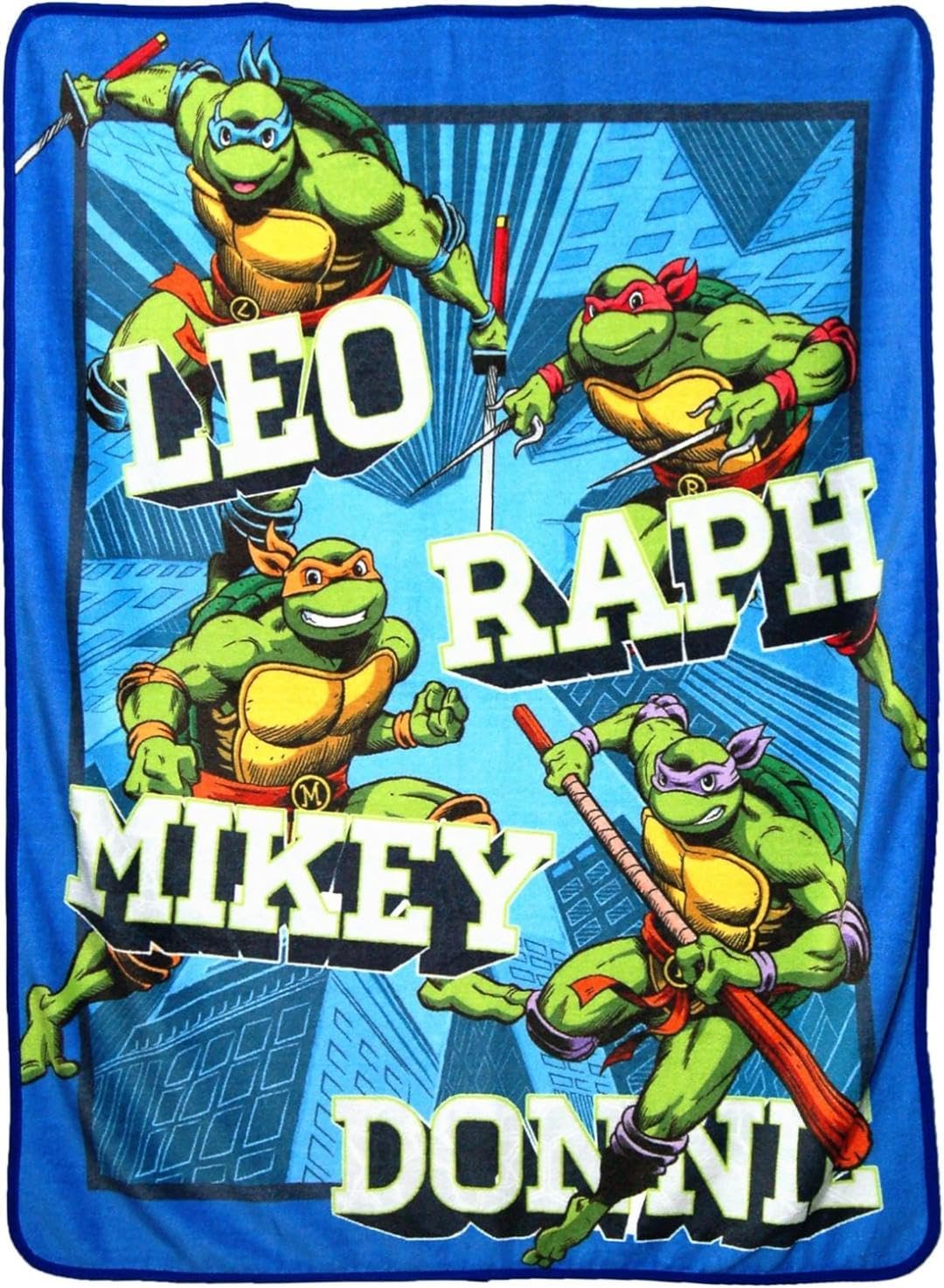 TMNT Teenage Mutant Ninja Turtles Silky Soft Throw Blanket 40" x 50"
