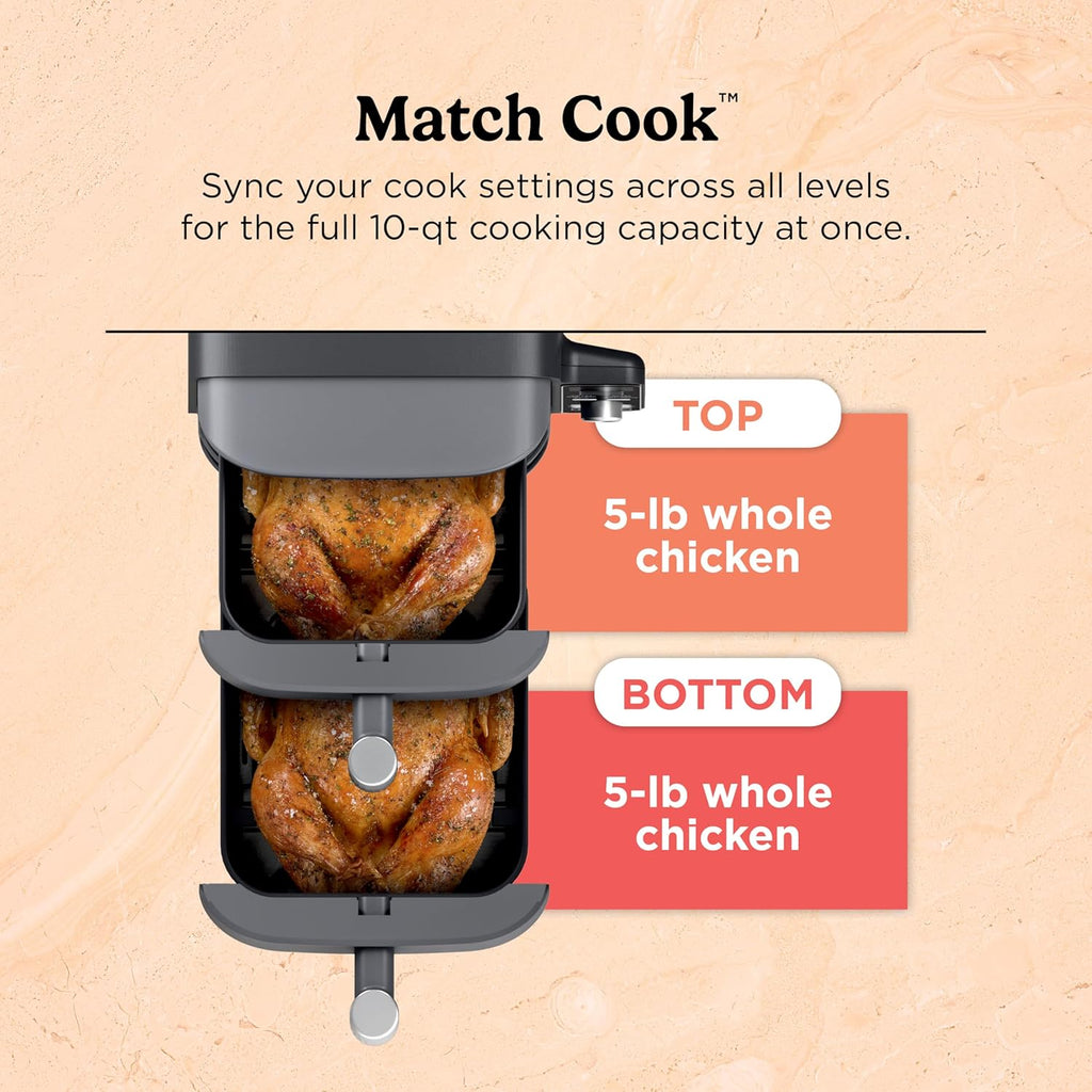 Ninja DoubleStack XL Air Fryer - 10 QT Smart Cook System with DoubleStack Technology | 6-in-1, Easy Clean, Grey