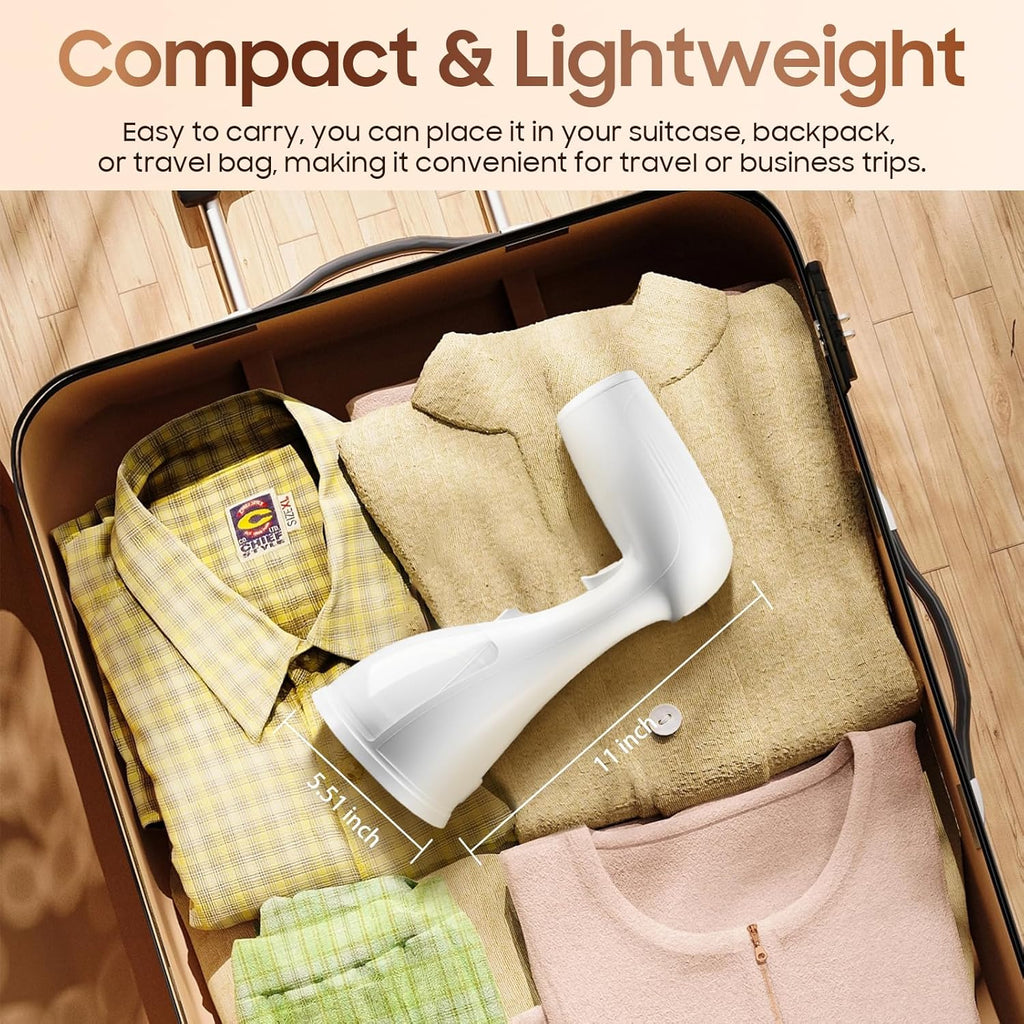 Skiennix Portable Handheld Clothes Steamer - 1350W Rapid Heating, Large-Capacity Wrinkle Remover for Travel