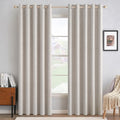 MIULEE 100% Blackout Linen Textured Curtains - Thermal Insulated Ivory Drapes | 62 x 84 Inch (2 Panels)