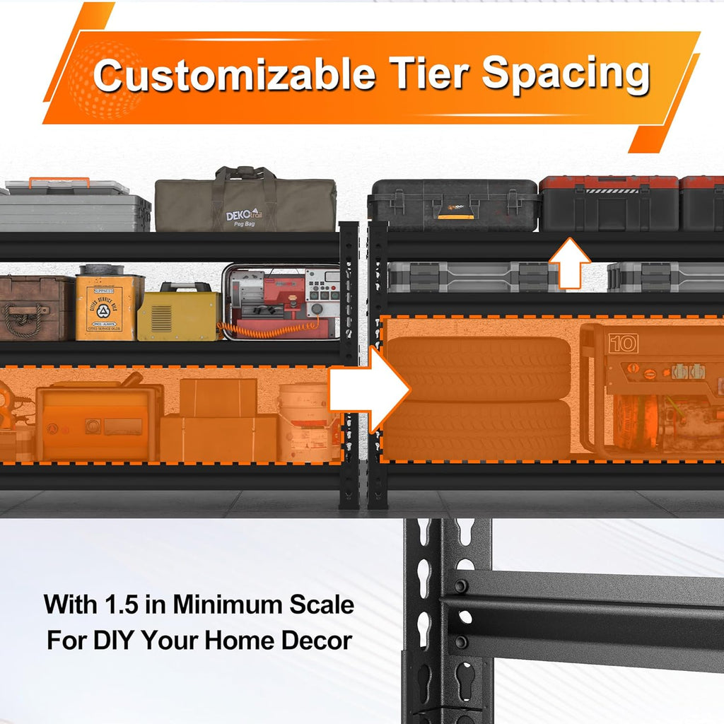 Utility Storage Garage Shelving | Heavy Duty 3-Tier Metal Shelves - 1,350 Lbs Capacity, Adjustable, Black - 40'' W x 16'' D x 36'' H