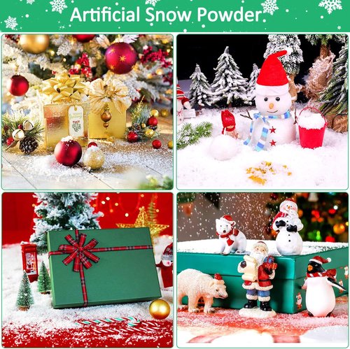 Hatisan 13 Ounces Fake Snow Decoration - Artificial Snow for Christmas & Crafts | Dry Plastic Snowflakes for Holiday Displays