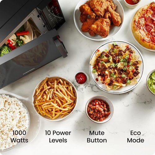 Chefman Microwave Oven - 1.1 Cu. Ft. Capacity, 1000 Watts, 10 Power Levels & Child Safety Lock - Black