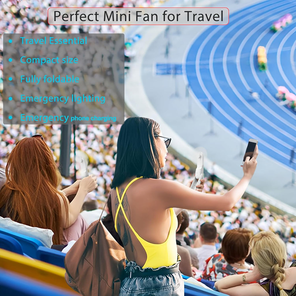 Skiennix Portable Handheld Fan - 6-in-1 Rechargeable Mini Fan with Flashlight & 3 Speeds (White)