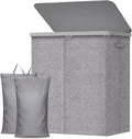 Lifewit 145L Large Laundry Basket - Foldable Hamper with Lid & Removable Bag | Light Gray