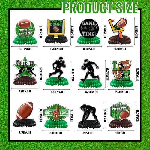 12Pcs Football Party Decorations Football Honeycomb Centerpieces Football Table Centerpiece Supplies for Football Birthday Party Tailgate Game Day Party Decorations Supplies