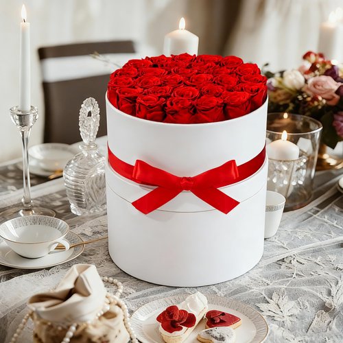 27 Forever Roses in Luxury White Box, Eternal Real Roses Birthday Gifts for Women, Preserved Flowers for Delivery Prime, Anniversary, Valentine's Day, Mothers Day for Mom (Red)