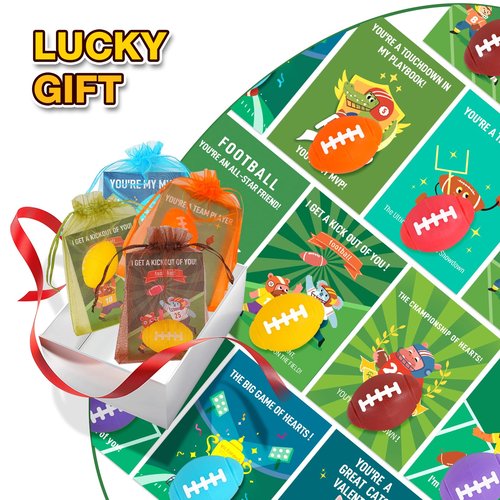 24 PCS Valentines Day Cards for Kids School with Mini Football Fidget Spinner Party Favors,Exchange Cards for Boys Girls Classroom Prizes Return Gifts for Kids Birthday Party Favors.