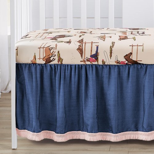 Sweet Jojo Designs 4-Piece Baby Crib Bedding Set (Western Cowgirl) for Girls, Infants/Nursery incl. Blanket, Fitted Sheet, Skirt, Diaper Stacker (Wild West, Cow Print, Vintage, Bandana, Patchwork)