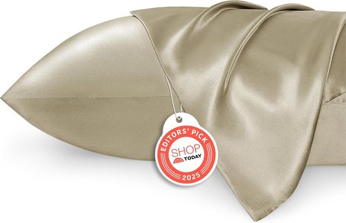 Bedsure Satin Pillowcases - Luxurious Silk-Like Queen Size Set of 2 | Envelope Closure, Khaki, 20x30 Inches