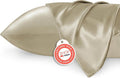 Bedsure Satin Pillowcases - Luxurious Silk-Like Queen Size Set of 2 | Envelope Closure, Khaki, 20x30 Inches