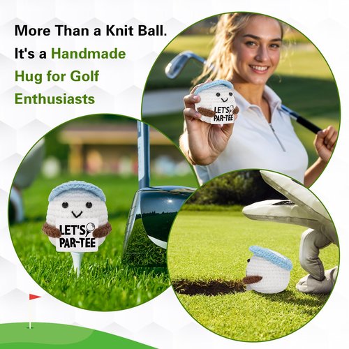 FunisFun Crochet Golf Ball - Positive Golf Gifts for Golfers, Fathers, Coworkers - Funny Emotional Support Presents for Men, Women, Golfer Enthusiasts and Birthdays