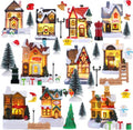Barydat Christmas Village Figurines Set - 60 LED Lighted Mini Houses for Holiday Decor