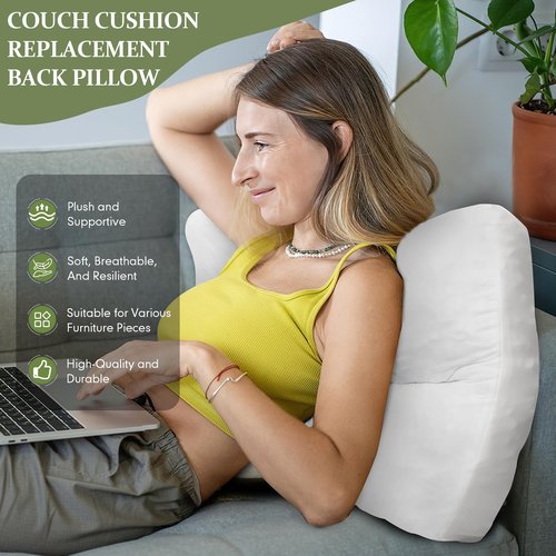 JZHLLA Shredded Foam Sofa Back Cushions Replacement Fluffy Memory Sponge Couch Pillow with Quilted Design 28x18x5 Inch Lumbar Support Pillow for Sofa Bed Floor