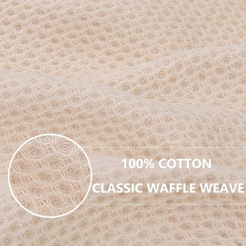 Homaxy 100% Cotton Waffle Weave Dish Towels - Ultra Soft & Absorbent, Quick Drying | 13 x 28 Inches, 6-Pack, Beige