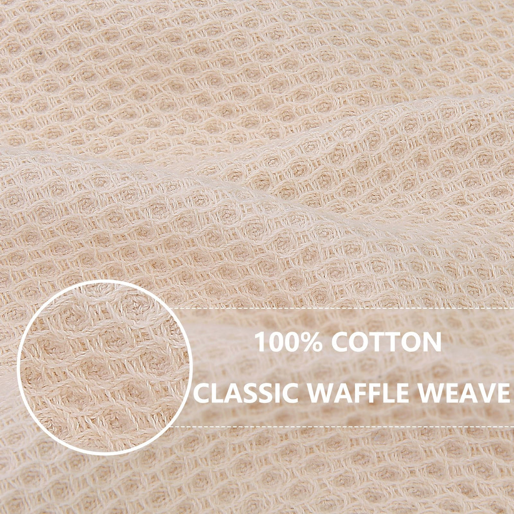 Homaxy 100% Cotton Waffle Weave Kitchen Dish Cloths, Ultra Soft Absorbent Quick Drying Dish Towels, 12 x 12 Inches, 6-Pack, Beige