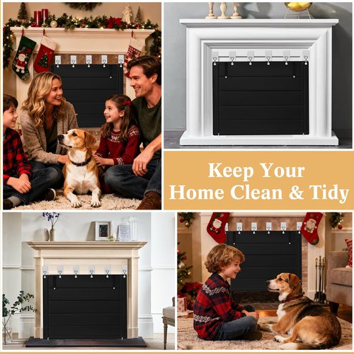 LUCKIPLUS Fireplace Cover, Indoor Fireplace Blanket with Hook & Loop Tapes, Fireplace Draft Cover Stops Heat Loss, Fire Place Draft Stopper Cold Air Blocker Save Energy 39"x32" Black