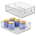 iDesign Plastic Stackable Pantry Bin - Organizer Bin with Handles for Cabinets or Fridge - Set of 2 - Clear