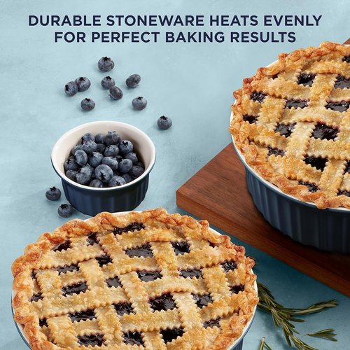 CorningWare Ceramic Bakeware Set - 12-Piece Chip & Crack Resistant Stoneware | French Navy, Oven & Microwave Safe