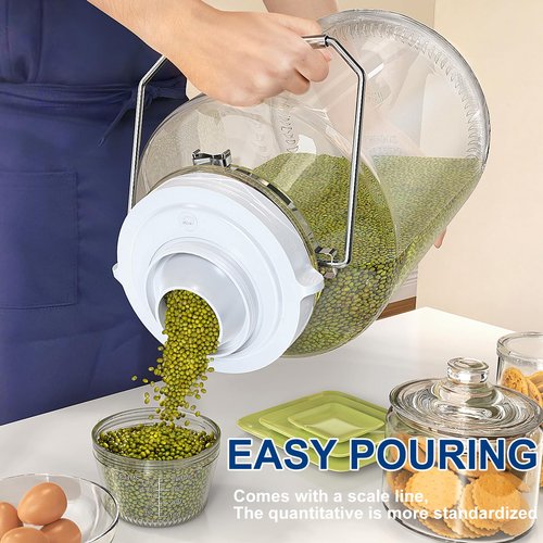 5 Gallon Air Tight Glass Storage Jars, 6.4inch Wide Mouth Canister with Stainless Steel Handle, Large Gallon Glass Jars, Glass Water Jug with Cup for Terrarium, Storage, Dog Treats, Mead Making