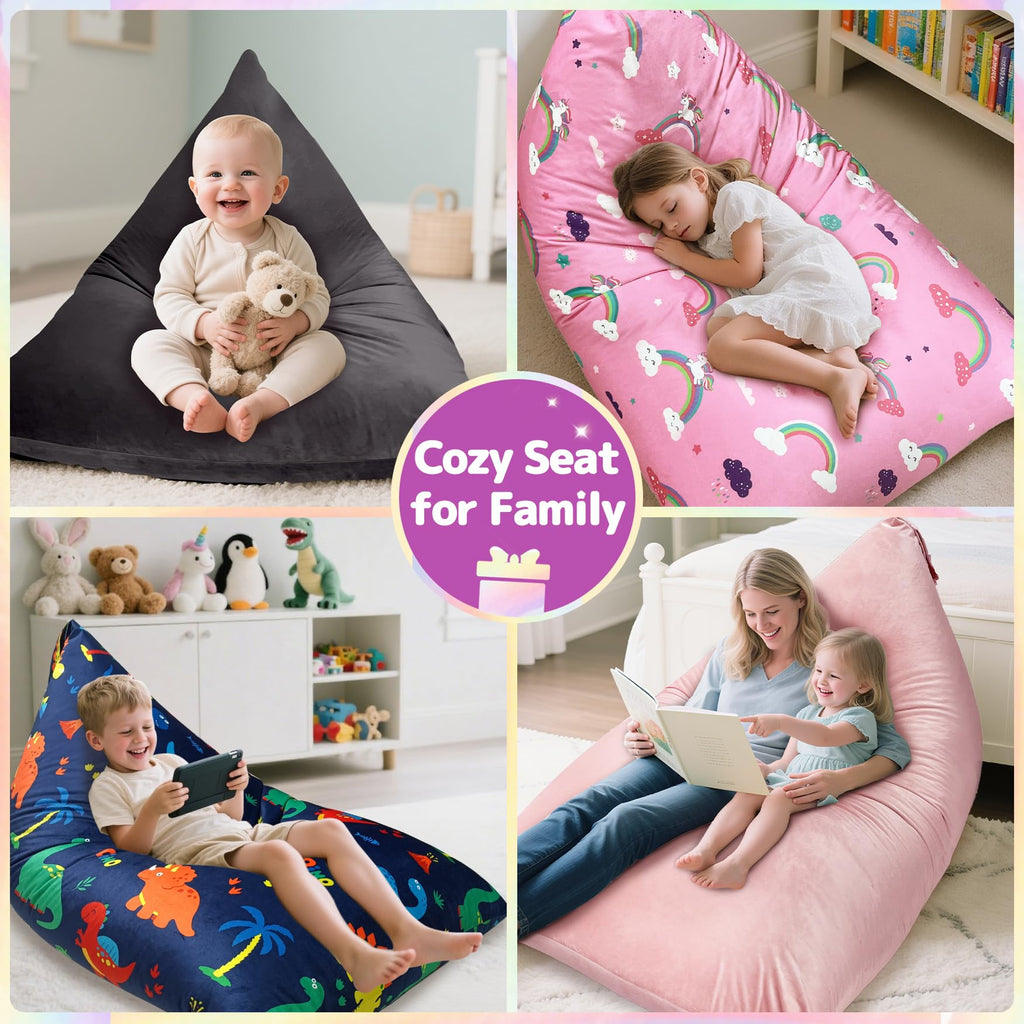 Stuffed Animals Storage Bean Bag Chair for Kids and Adults, Stuffed Animals Bean Bag Storage, Luxury Velvet Stuffie Seat - COVER ONLY(Dark Grey 200 L/52 Gal)