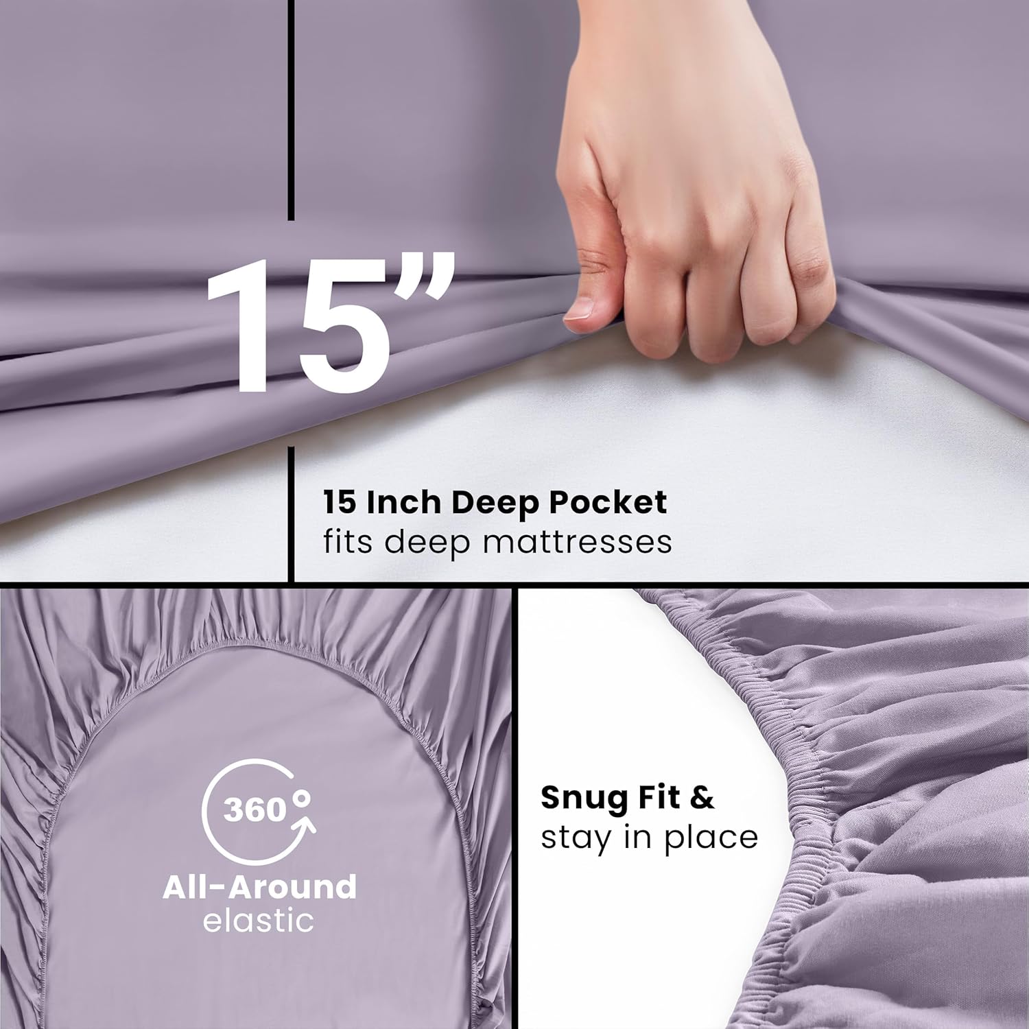 Utopia Bedding Queen Fitted Sheet - Soft Microfiber - Deep Pocket - Fade Resistant - Lavender Color