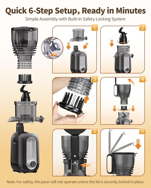Zachvo Cold Press Juicer Machines, 5.8" Large Feed Chute Slow Masticating Juice Maker for Whole Vegetable and Fruit, Easy to Clean, 300W High Juice Yield - MP-802M (Black)