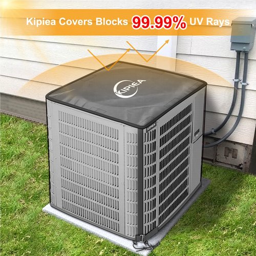 Kipiea 2 in 1 Upgraded Full Mesh Outdoor AC Unit Cover with Detachable 600D Waterproof Top, Air Conditioner Mesh Covers for Outside Units, for All Season (36" W x 36" D x 40" H)