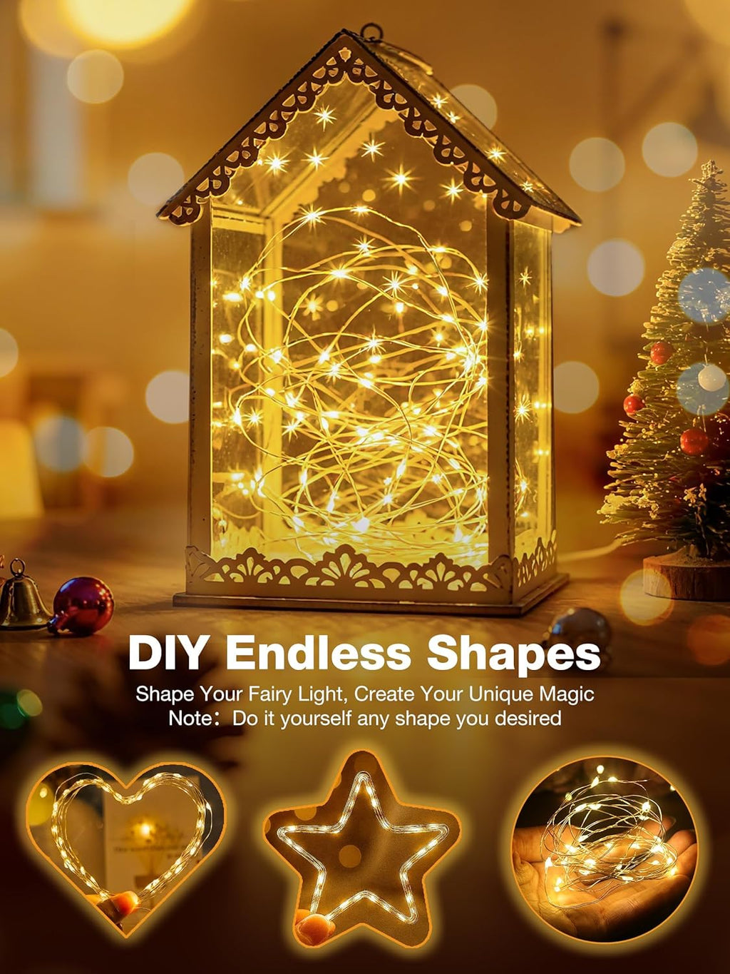 Skiennix 50-Pack Fairy Lights - 7ft 20 LED Twinkle String Lights with Timer | Battery Operated, Warm White Decor for Christmas Trees, Wreaths, and Parties
