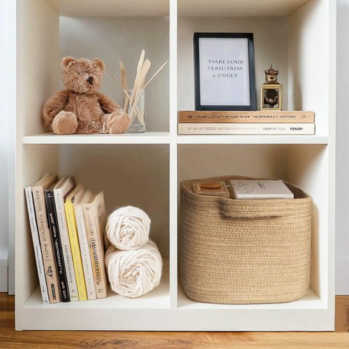 MEGASKET Wicker Basket for Storage, 15"x11"x9" Woven Basket with Handle, Rectangular Cute Storage Bin for Books, Shoes, Clothes, Towels, Decorative Gift Bin Empty, Stuffed Animal Organizer, Home Decor