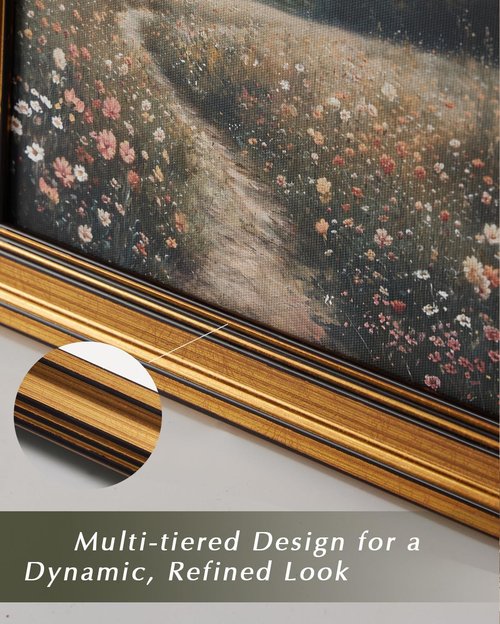 HUARCEY Vintage Gold Framed Wall Art - Large Animal Painting for Living Room | 24"x36" Aesthetic Decor