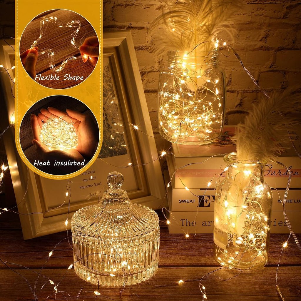 Skiennix Fairy Lights - 40ft 100 LED Indoor Outdoor String Lights with Remote & Timer | Warm White