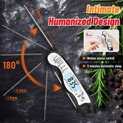 Meat Thermometer - Skiennix IP67 Waterproof Digital Thermometer with Backlight & Magnet | Perfect for BBQ & Cooking