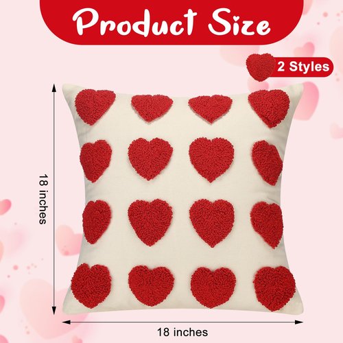 Mixweer 2 Pcs Valentines Day Throw Pillow Covers 18 x 18 Inch Love Heart Decorative Pillow Covers Soft Plush Faux Fur Valentines Cushion Pillowcase for Valentine‘s Day Couch Sofa Home Decor Gift(Red)