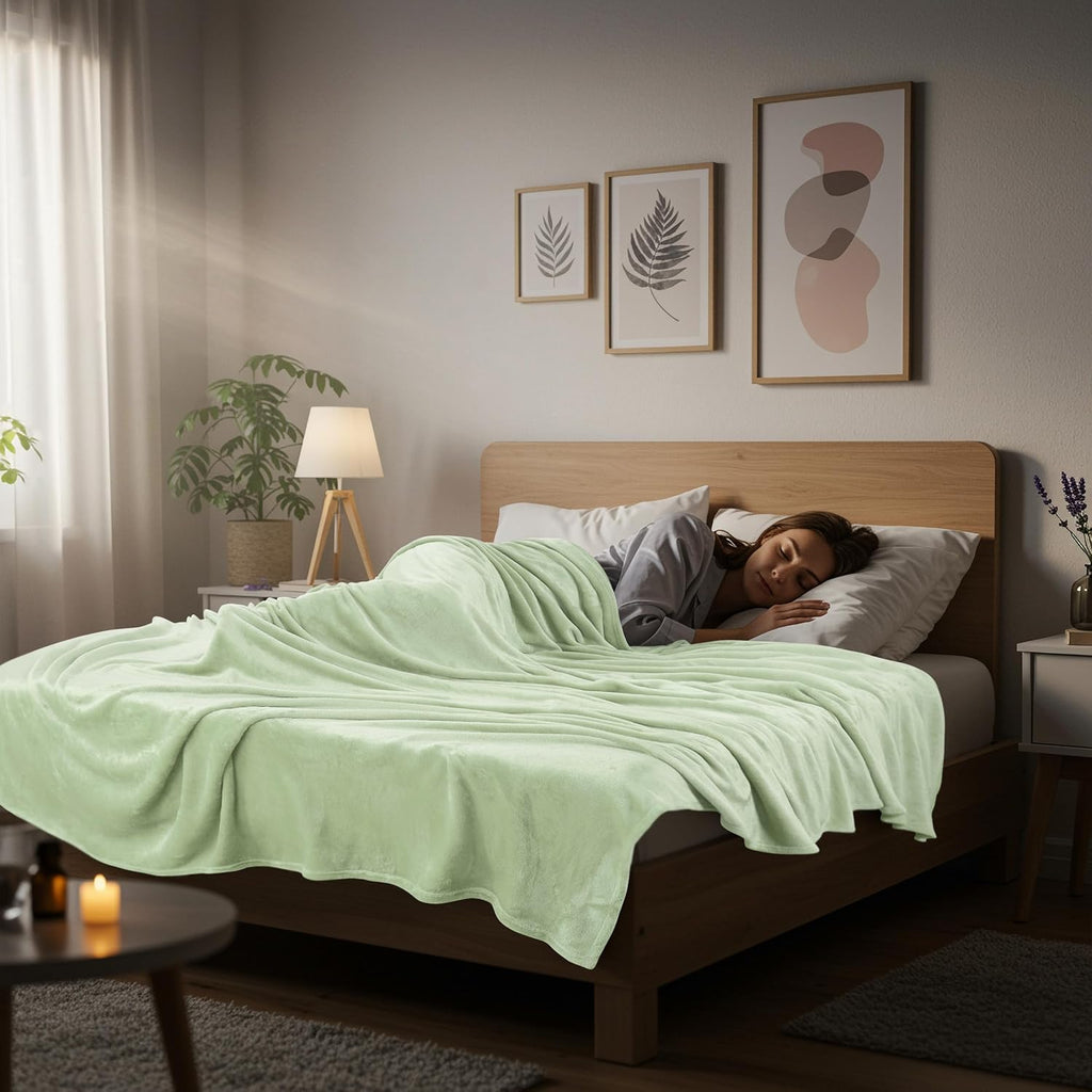 Utopia Bedding Fleece Blanket - Luxury Soft Sage Green King Size Microfiber (90x102 Inch)