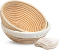 Kook Banneton Bread Proofing Baskets - Artisan Sourdough Making Set of 2 | 9-Inch Handwoven Rattan with Cloth Liners