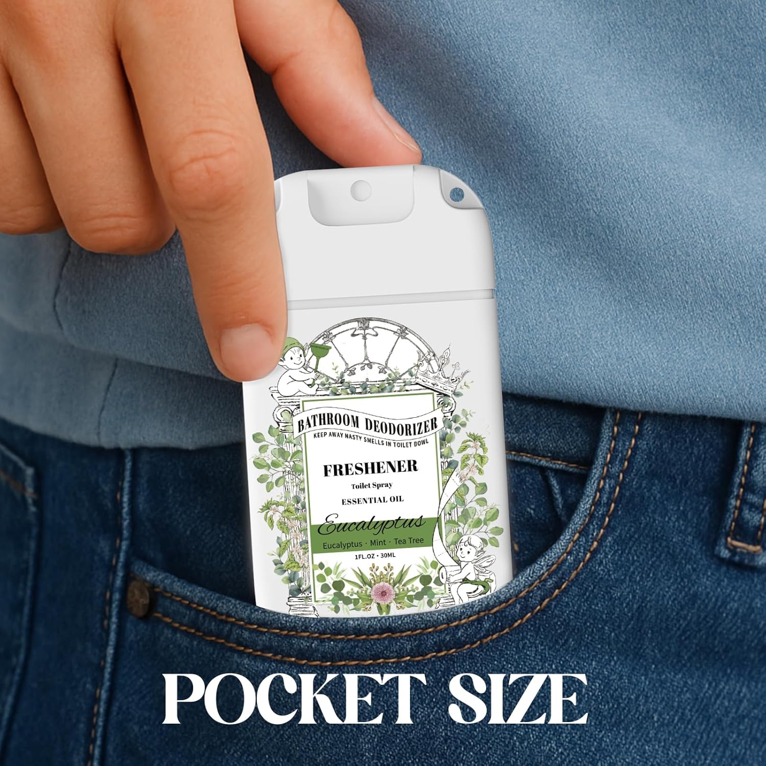 Skiennix Pocket Size Toilet Spray - Eucalyptus Scent Bathroom Odor Eliminator | Travel Essentials 2 Pack