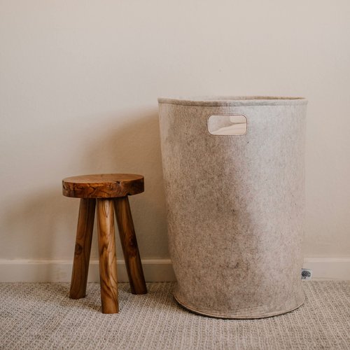 Parker Baby Nursery Laundry Hamper - Large Felt Storage Basket and Baby Hamper for Nursery (Oatmeal)