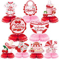 Refavor Cherry Baby Shower Decorations for Girls, 9PCS She's the Little Cherry Theme Honeycomb Centerpieces Decor, Cherry Welcome Baby Party Table Decoration Supplies Kids